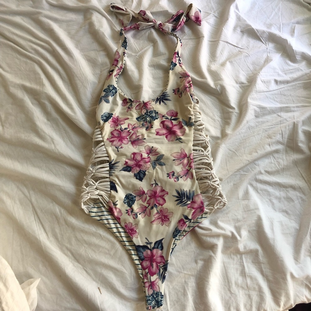 Frankie’s Bikini’s REVERSIBLE halter top one piece